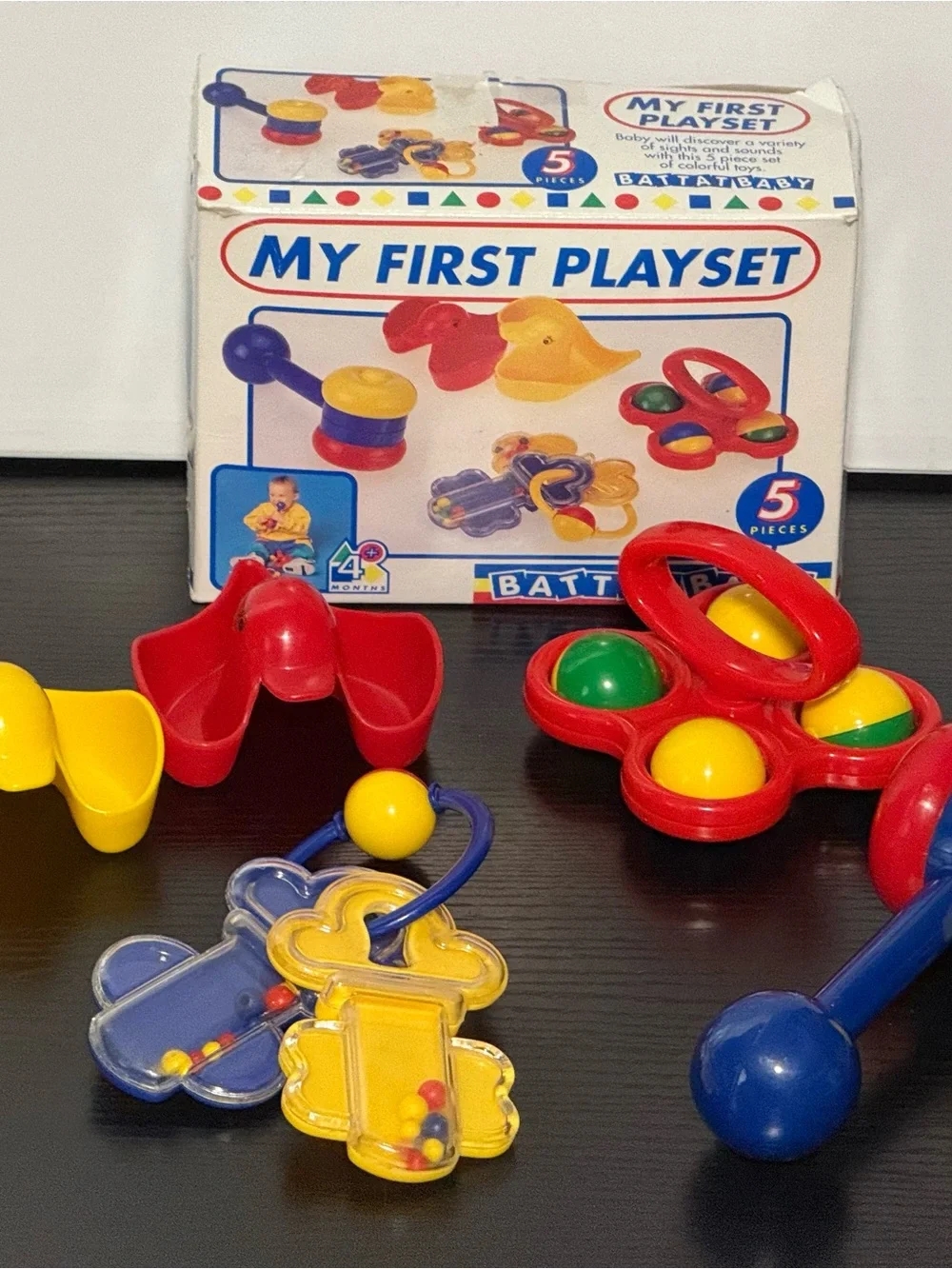 Vintage 1994 Battat Baby “My First Playset” (5) Piece Rattle Toy Set (EUC)